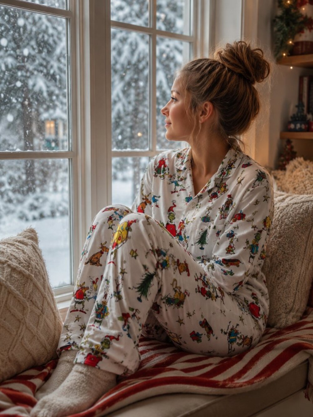 Pottery Barn Kids Dr Seuss Grinch Adult Large Christmas Flannel Pajama Set